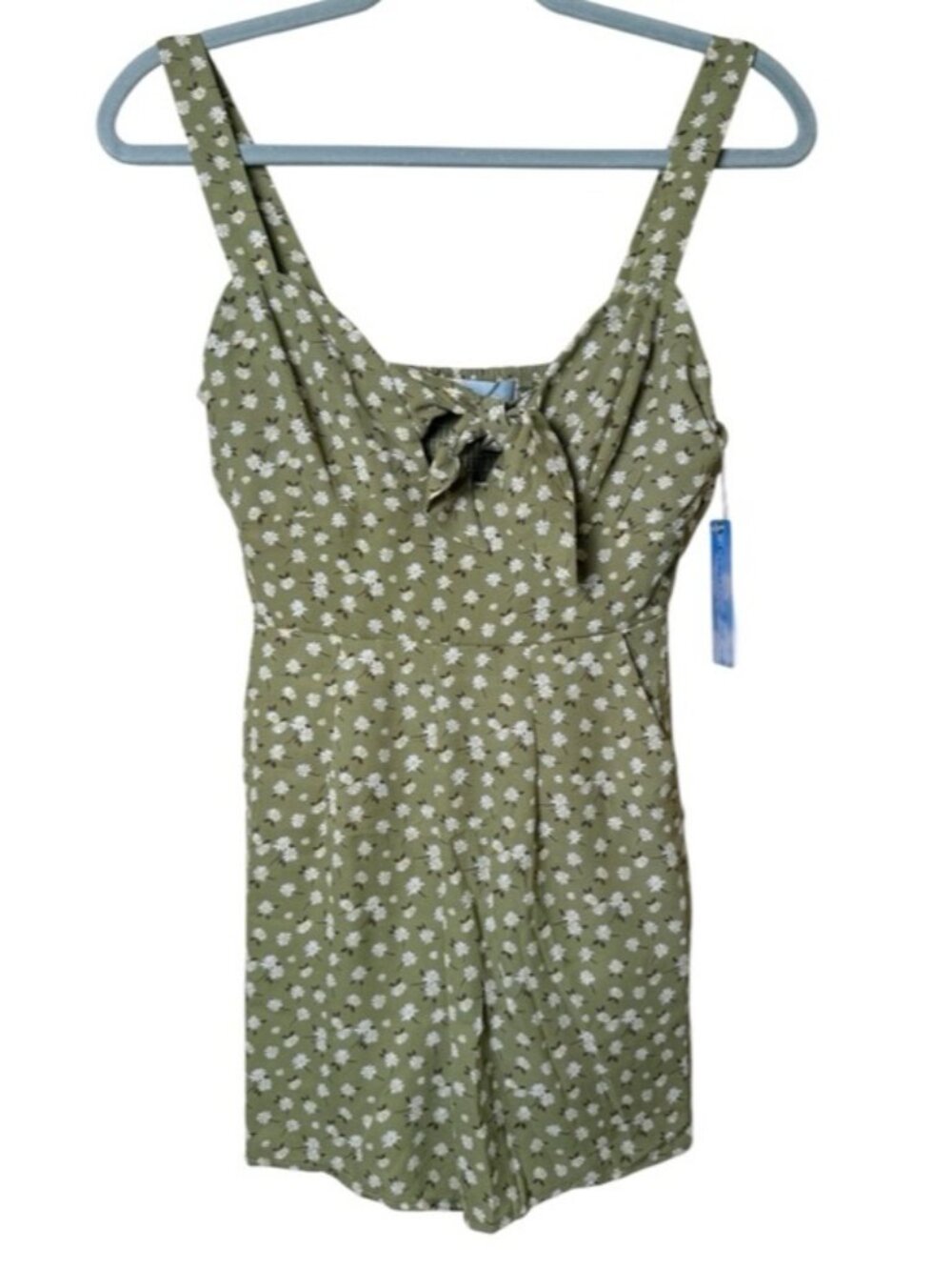 NWT Olive Small Floral Tie-Front Romper